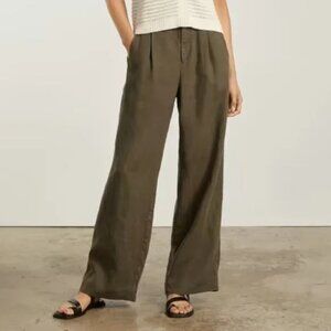 Everlane Linen Way High Drape Pants Beech Green 0